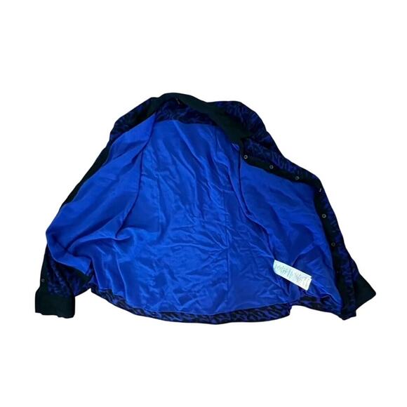 EUC Armani Exchange Semi-Sheer BlueButton up Long sleev Leopard print Top size M - Picture 2 of 12